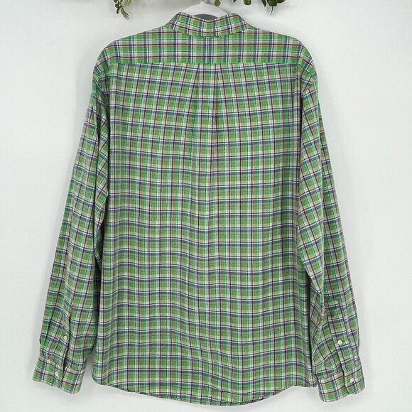 Ralph Lauren Custom Fit Plaid Shirt XL Pink Green Blue Pony Logo Classic Preppy - Picture 3 of 9